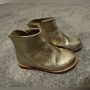 Janie & Jack Gold Girls Zip Ankle Boots (sz 9)